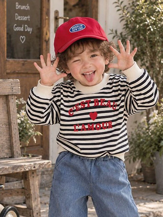 Heart Striped Sweatshirt Heart Striped Sweatshirt by Black Pink for Child - catalog view