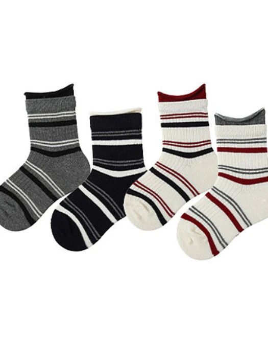 Wine Gray Striped Socks Set Wine Gray Striped Socks Set by Miso for Child - catalog view