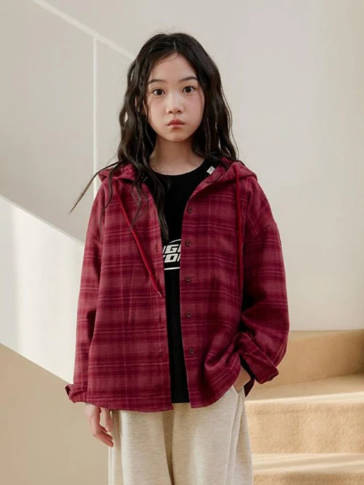 Cozy Check Hooded Shirt Cozy Check Hooded Shirt by Boomjunior for Child - catalog view