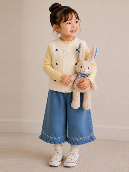 Frill Wide Denim Pants Frill Wide Denim Pants by Hanacoco for Child - catalog view