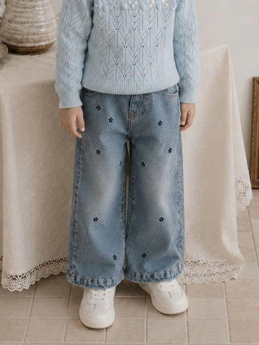 Daisy Embroidered Denim Pants by Hanacoco for Child - catalog view
