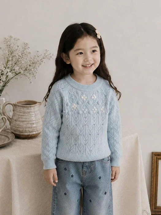 Flower Embroidered Cable Knit by Hanacoco for Child - catalog view