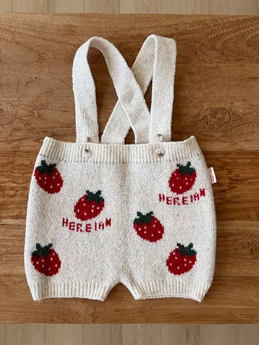 Strawberry Knit Overalls Strawberry Knit Overalls by Here I Am for Baby - catalog view