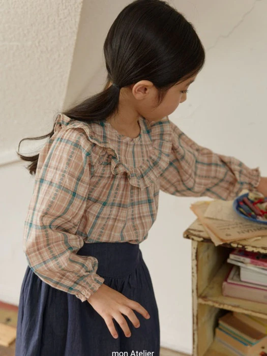 Check Frill Blouse by Mon Atelier for Child - catalog view