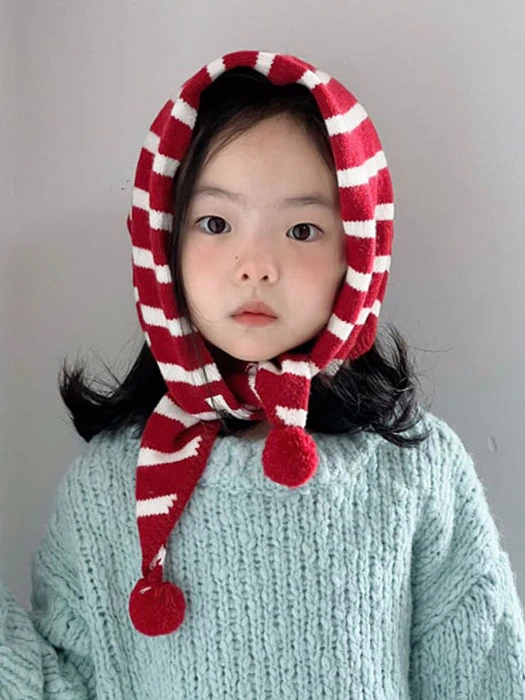 Pom-Pom Striped Bandana Scarf by Miso for Baby - catalog view