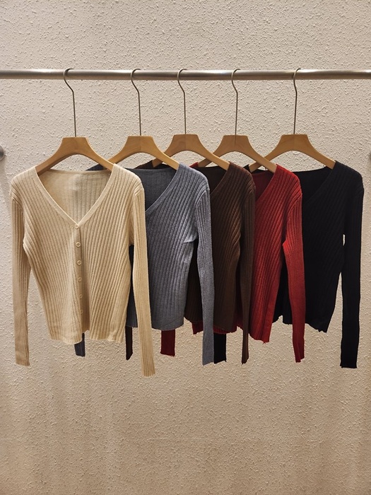 Ribbed V-Neck Cardigan Ribbed V-Neck Cardigan by Another Plan for Women - catalog view