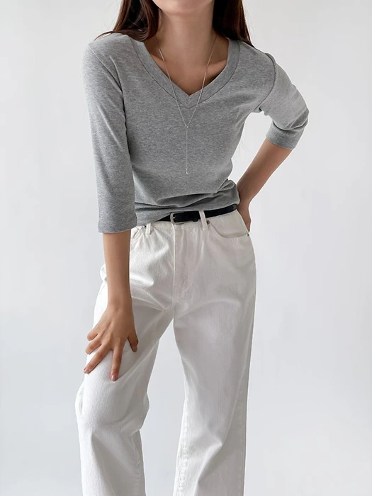 Free 3/4 Sleeve V-Neck Tee Free 3/4 Sleeve V-Neck Tee by Queensmade for Women - catalog view