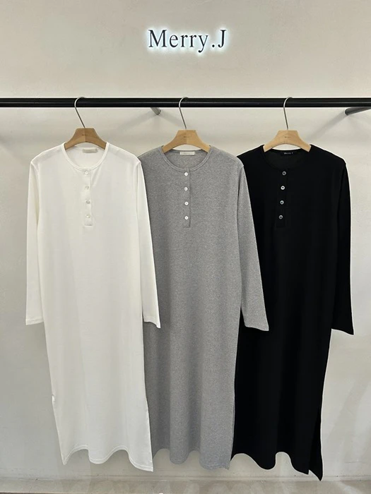 Henley Neck Long Dress Henley Neck Long Dress by Merry J for Women - catalog view