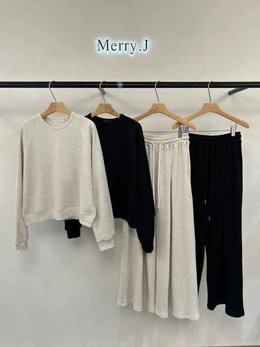 Waffle Sweatshirt + Waffle Box-Pleated Pants Waffle Sweatshirt + Waffle Box-Pleated Pants by Merry J for Women - catalog view