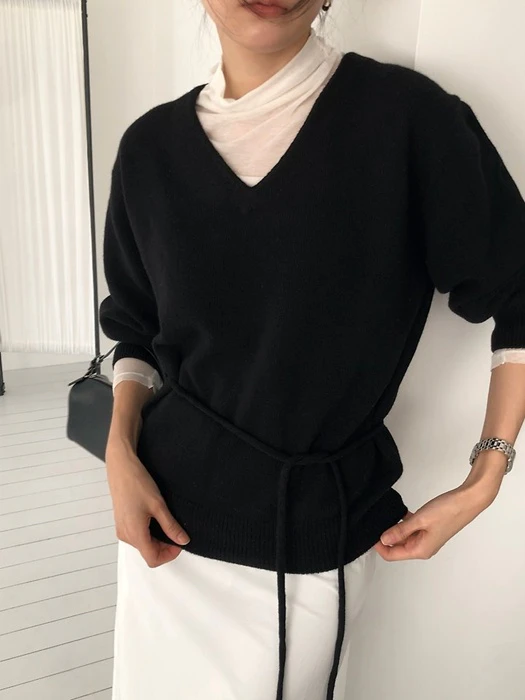 wool cashmere V neck lobe knit wool cashmere V neck lobe knit by Moani for Women - catalog view