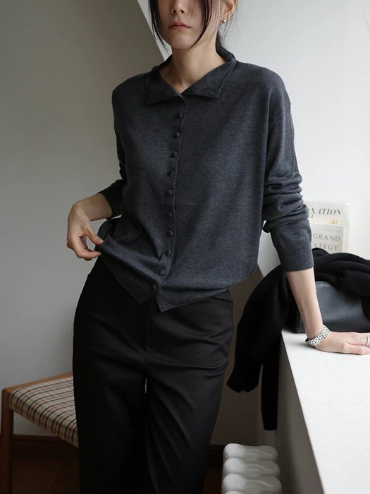 Silkwool high neck button cardigan Silkwool high neck button cardigan by Moani for Women - catalog view