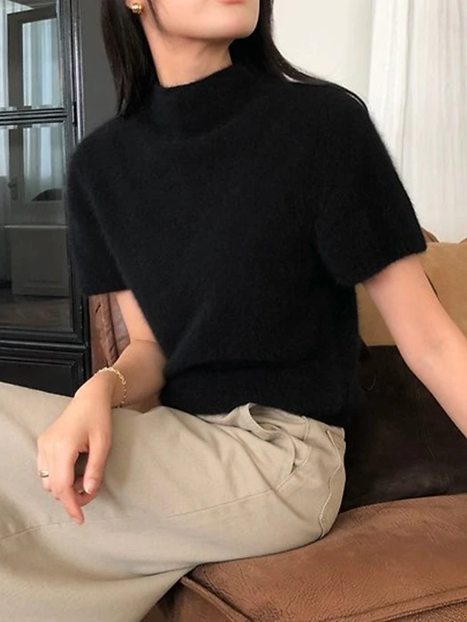Turtle neck half sleeve raccoon knit Turtle neck half sleeve raccoon knit by Moani for Women - catalog view
