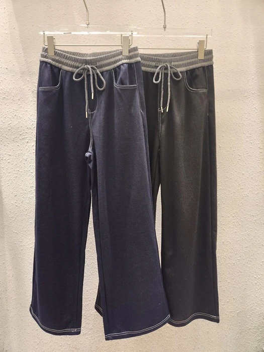 Color Block Fake Denim Pants Color Block Fake Denim Pants by Another Plan for Women - catalog view