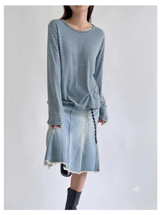 Purvle Stripe Tee Purvle Stripe Tee by Queensmade for Women - catalog view