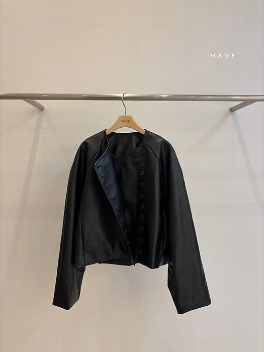 Volume Button Leather Jacket Volume Button Leather Jacket by Have for Women - catalog view