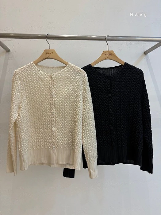 Pleats Cable Top Cardigan Pleats Cable Top Cardigan by Have for Women - catalog view