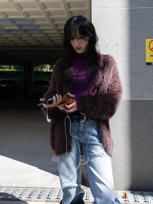 Brushed Fur Knit Cardigan Brushed Fur Knit Cardigan by Inssense for Women - catalog view