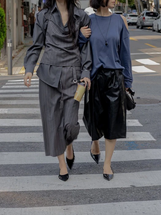 Pinstripe Belted Maxi Skirt Pinstripe Belted Maxi Skirt by Inssense for Women - catalog view