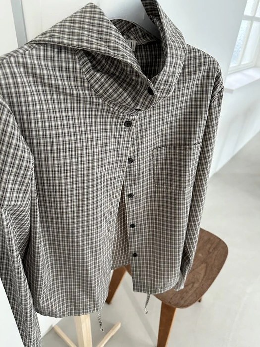 Check Hooded Shirt Check Hooded Shirt by Dress U for Women - catalog view