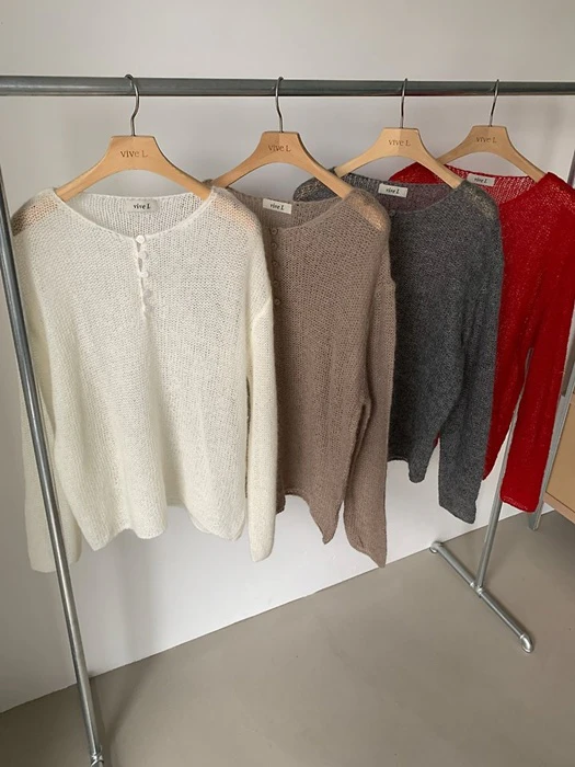Henley Neck Knit Henley Neck Knit by Vive L for Women - catalog view