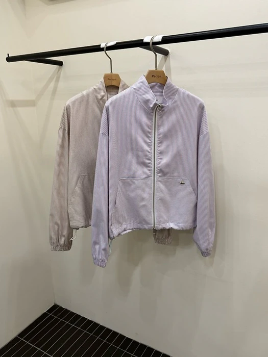 Two-Tone Striped Bomber Jacket Two-Tone Striped Bomber Jacket by Person for Women - catalog view