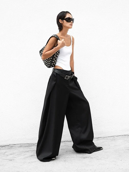 LUX Squared Double Wrap Wide Detail Trousers LUX Squared Double Wrap Wide Detail Trousers by Paper Moon for Women - catalog view