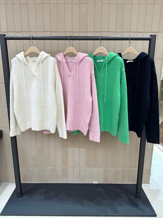 Hooded Wool V-Neck Knit Hooded Wool V-Neck Knit by Foset for Women - catalog view