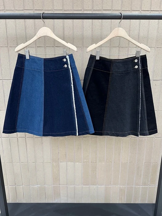 Denim Color Block Skirt by Foset for Women - catalog view