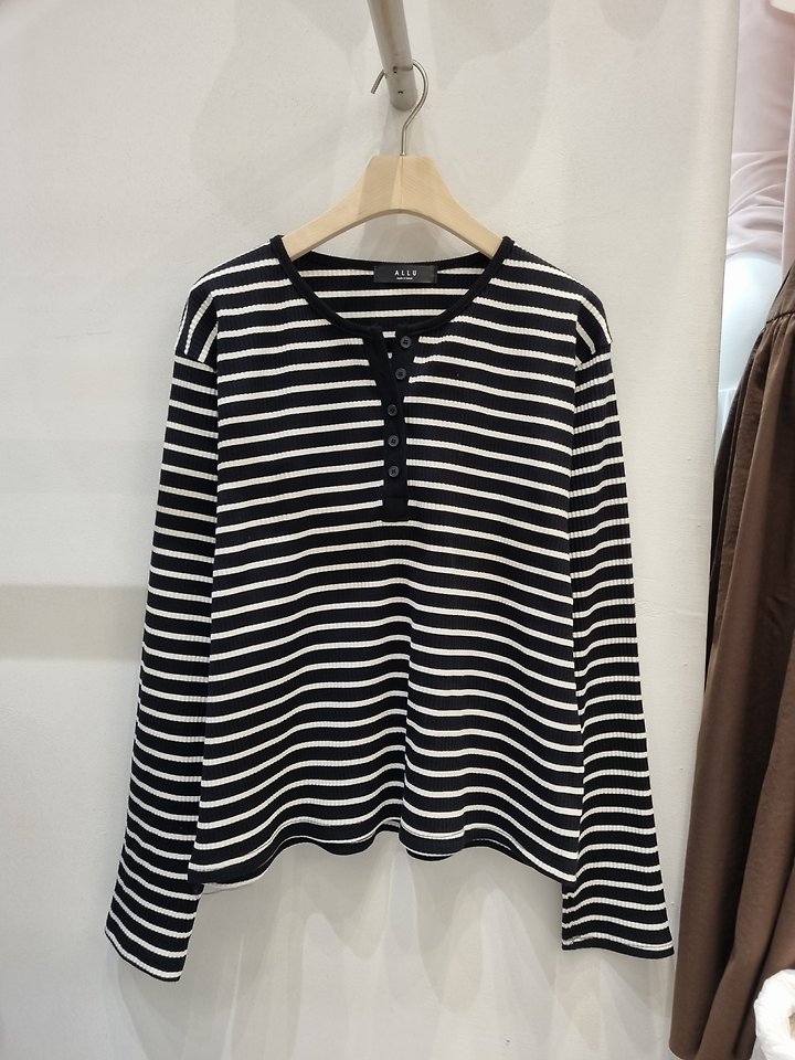 Loose Striped Button Tee by Allu for Women - view 7