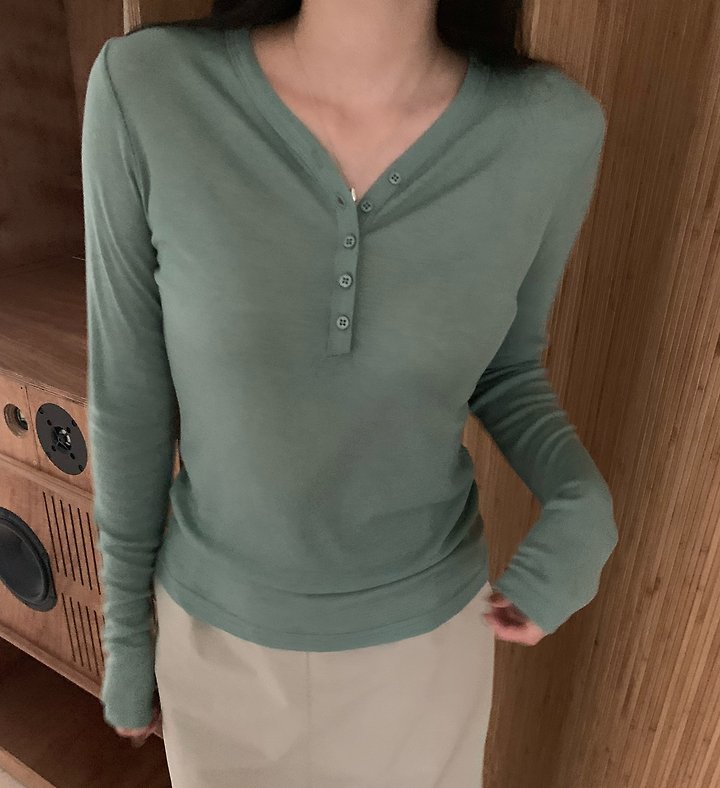 Wool Tencel Button Tee by Allu for Women - view 1