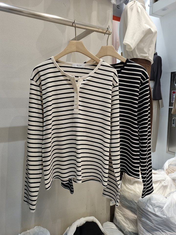 Loose Striped Button Tee by Allu for Women - view 4