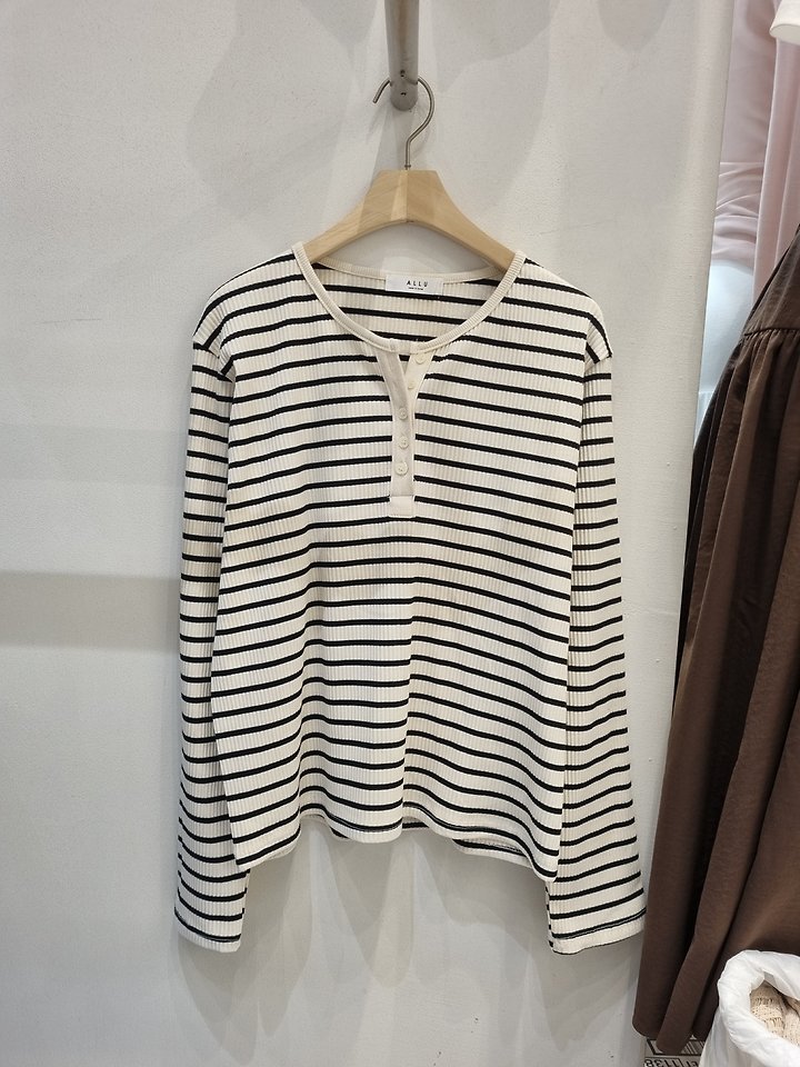 Loose Striped Button Tee by Allu for Women - view 6