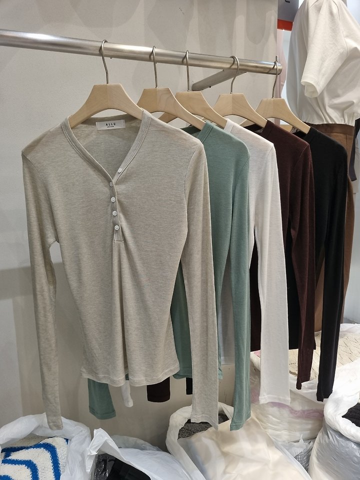 Wool Tencel Button Tee by Allu for Women - view 2