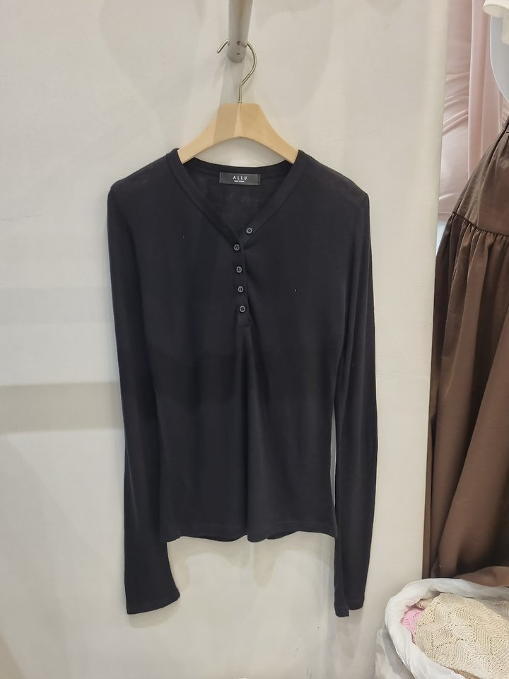 Wool Tencel Button Tee by Allu for Women - view 4