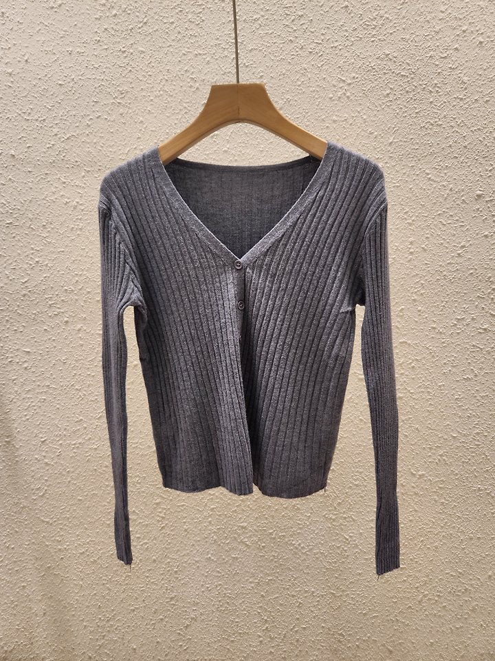 Ribbed V-Neck Cardigan by Another Plan for Women - view 2