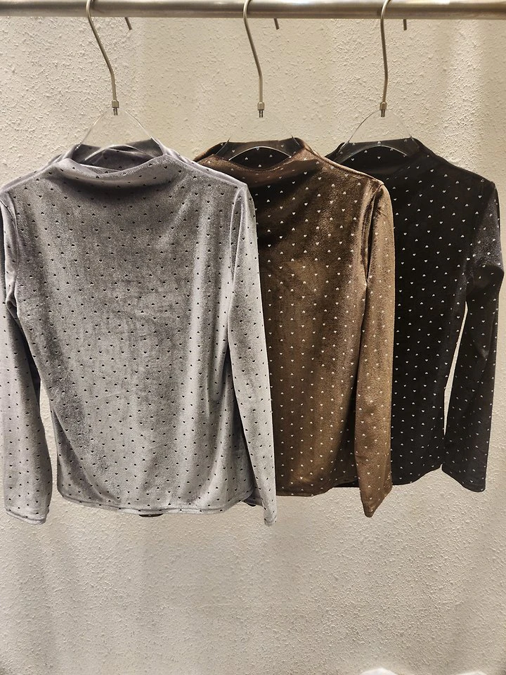 Mini Heart Velvet Half Turtleneck Tee by Another Plan for Women - view 1