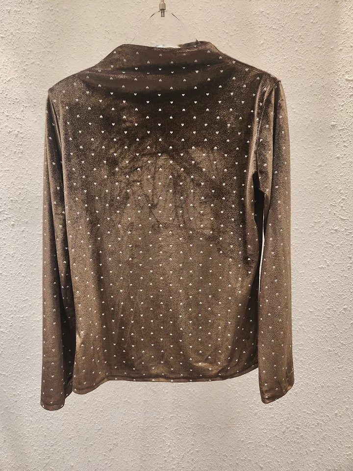 Mini Heart Velvet Half Turtleneck Tee by Another Plan for Women - view 3