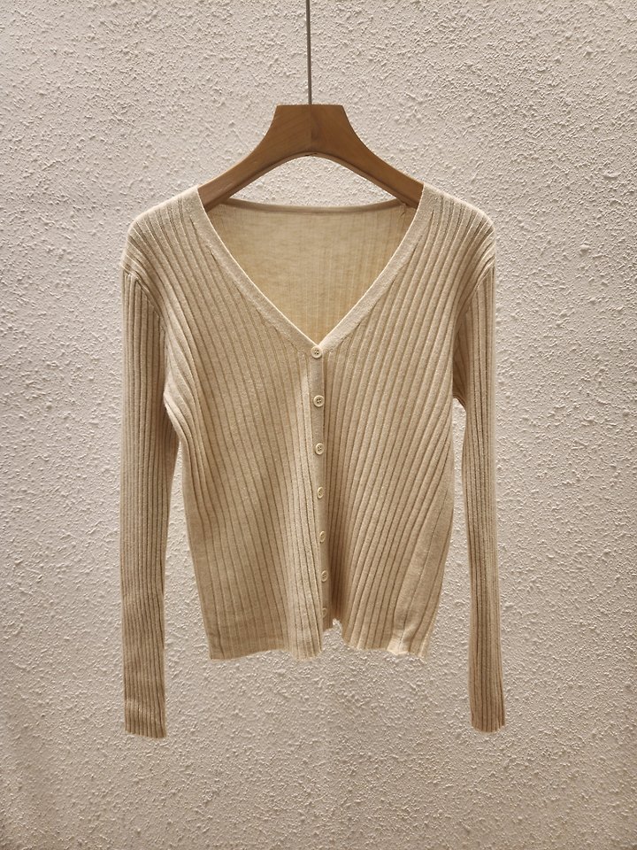 Ribbed V-Neck Cardigan by Another Plan for Women - view 1