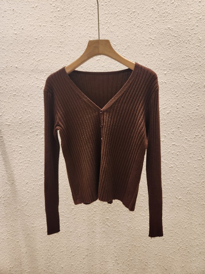 Ribbed V-Neck Cardigan by Another Plan for Women - view 3
