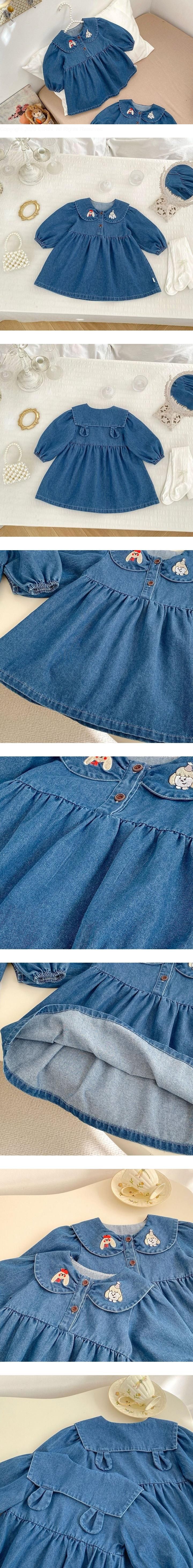 Cute Embroidery Denim Dress by Ante J for Baby - view 1