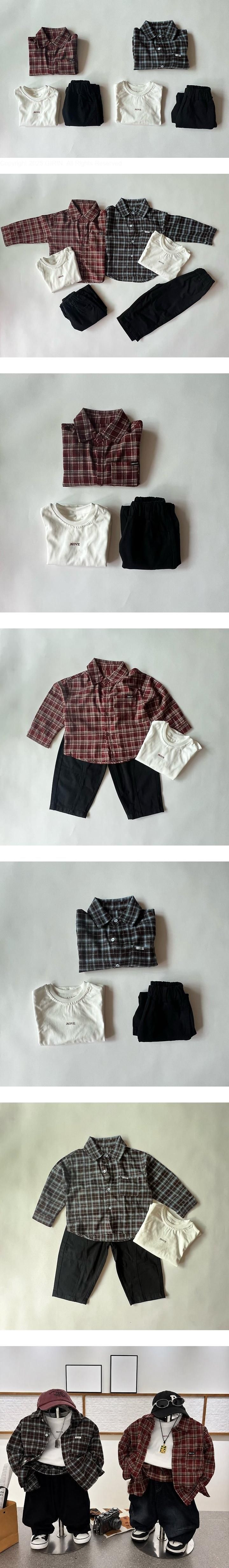 Check Shirt & Pants 3-Piece Top & Bottom Set by Ante J for Child - view 1