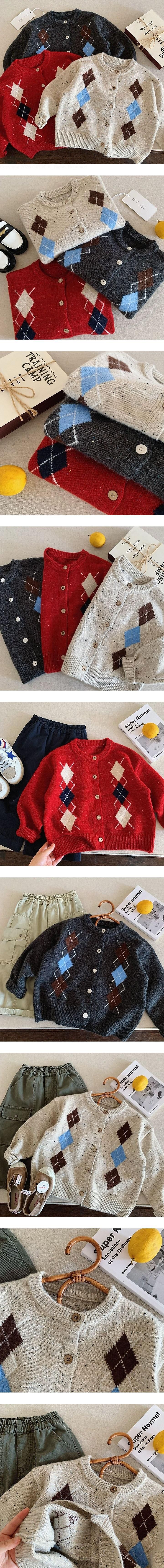 Rhombus Collar Cardigan by Ante J for Child - view 1