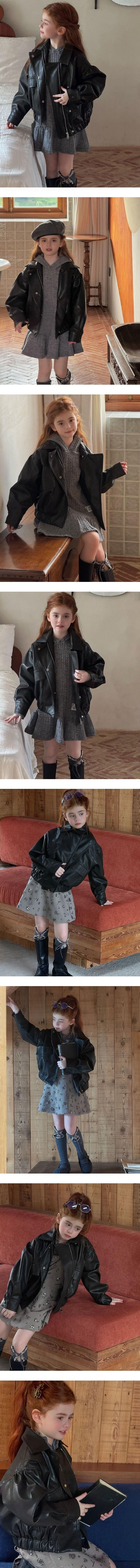 Ligne Two Pocket Leather Jacket by Ante J for Child - view 1