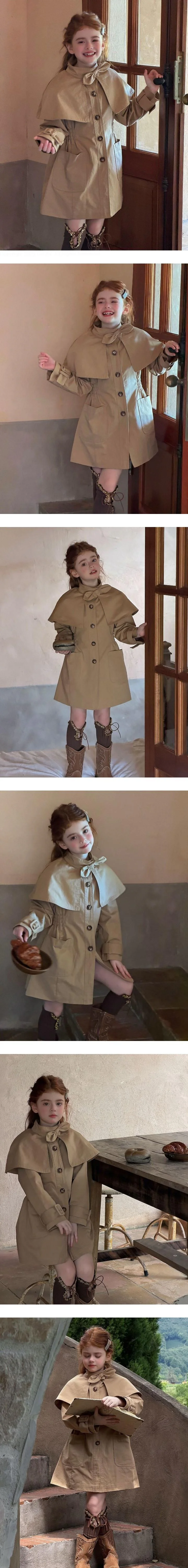 Ribbon Cape Trench Coat by Ante J for Child - view 1