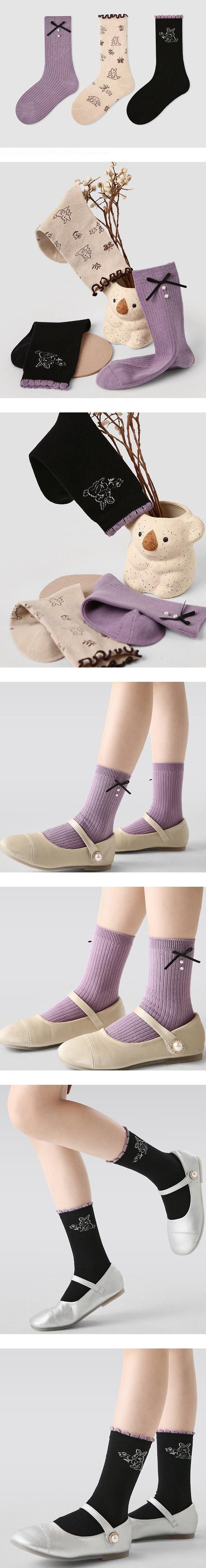 Purple Rabbit Socks Set by Ante J for Child - view 1