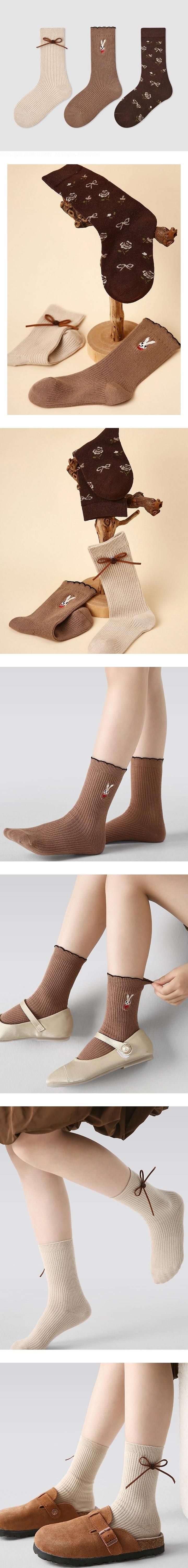 Brown Flower Socks Set by Ante J for Child - view 1