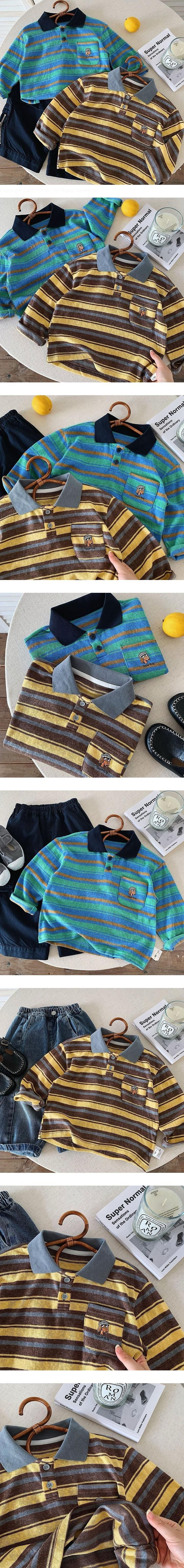 Collar Striped Dog Embroidery Tee by Ante J for Child - view 1