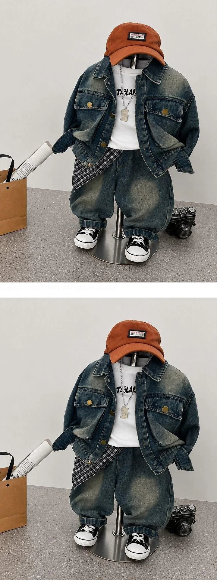 Pocket Denim Jacket 3-Piece Top & Bottom Set by Ante J for Child - view 1