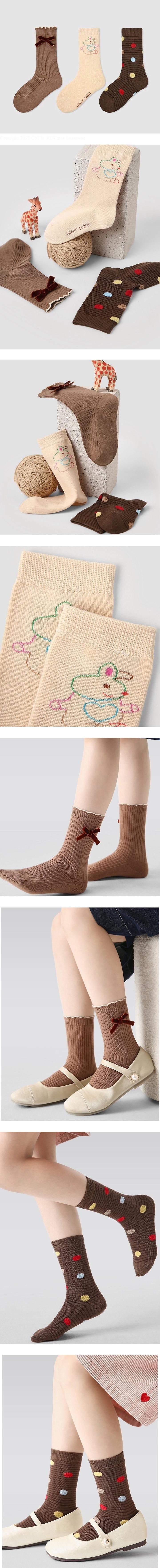 Dot Color Rabbit Socks Set by Ante J for Child - view 1
