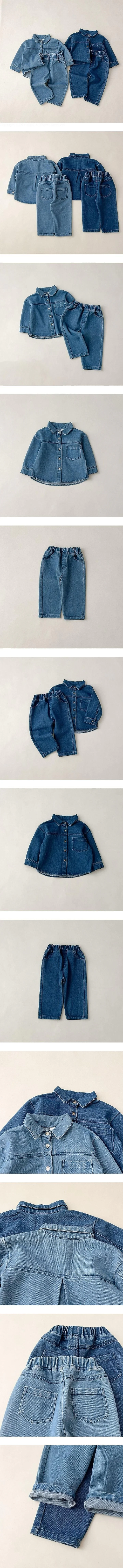 Denim Shirt & Denim Pants Top & Bottom Set by Ante J for Child - view 1